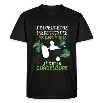 Message Guadeloupe Humour Drôle Antilles - T-shirt Premium bio Homme - noir - Devant - Nico (187cm)