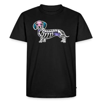 Amant de teckel Halloween crâne de teckel - T-shirt Premium bio Homme - noir - Devant - Nico (187cm)