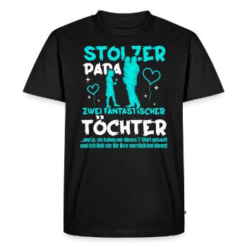 Stolzer Papa zwei Töchter - Männer Premium Bio T-Shirt - Schwarz - Vorne - Nico (187cm)