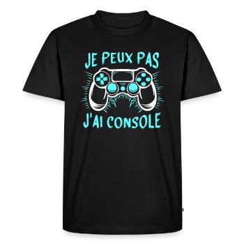 je peux pas j'ai console - T-shirt Premium bio Homme - noir - Devant - Nico (187cm)