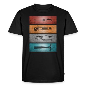 Atelier vintage et outils d’artisanat - T-shirt Premium bio Homme - noir - Devant - Nico (187cm)