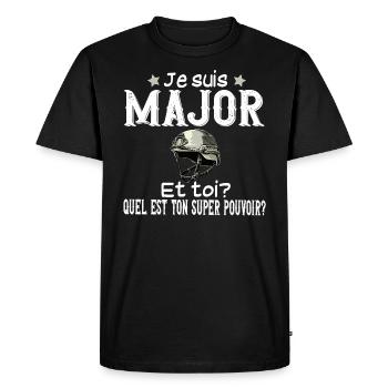 Major Militaire Armée Métier Super Pouvoir - T-shirt Premium bio Homme - noir - Devant - Nico (187cm)