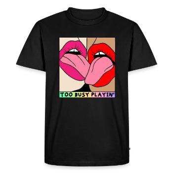 DES FILLES ÉROTIQUES TROP OCCUPÉES À JOUER SEXY FRENCH KISS - T-shirt Premium bio Homme - noir - Devant - Nico (187cm)