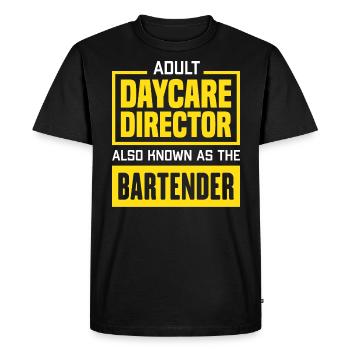 Directeur de garderie pour adultes également connu sous le nom de Barman - T-shirt Premium bio Homme - noir - Devant - Nico (187cm)