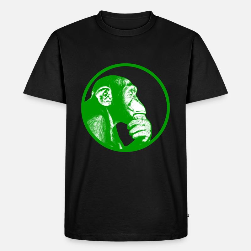 Denke nach Affe Schimpanse - Männer Premium Bio T-Shirt - Schwarz