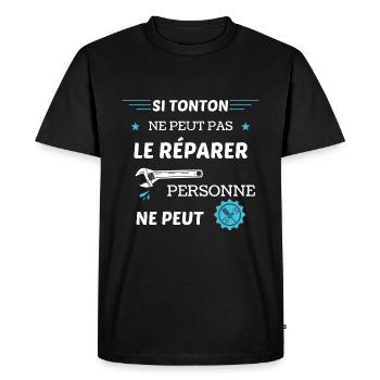 Si tonton ne peut pas le réparer personne ne peut - T-shirt Premium bio Homme - noir - Devant - Nico (187cm)