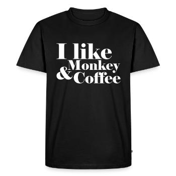 monkey lover ,I like Monkey and Coffee - T-shirt Premium bio Homme - noir - Devant - Nico (187cm)
