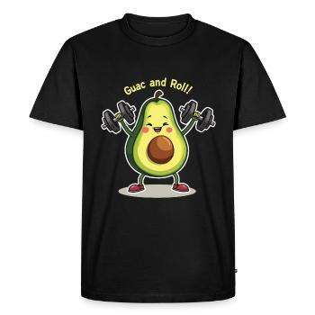 Guac et Rouleau : Avocat Fitness - T-shirt Premium bio Homme - noir - Devant - Nico (187cm)