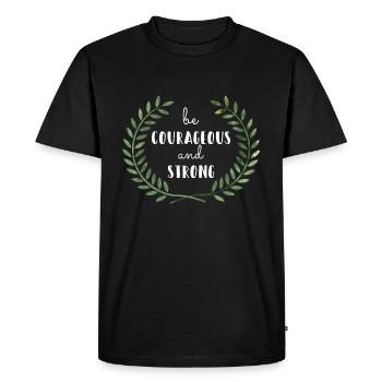 Sei mutig und stark Bibelvers Geschenk - Men's Premium Organic T-Shirt - black - Front - Nico (187cm)