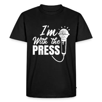 Je suis à La Presse Journaliste - T-shirt Premium bio Homme - noir - Devant - Nico (187cm)