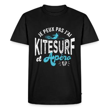je peux pas jai kitesurf et apéro Humour kite surf - T-shirt Premium bio Homme - noir - Devant - Nico (187cm)
