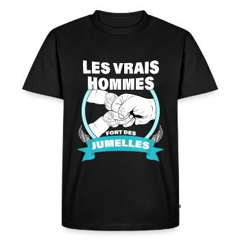 Papa De Jumelles Cadeau Naissance Jumelles - T-shirt Premium bio Homme - noir - Devant - Nico (187cm)