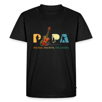 Papa Guitare L’Homme Le Mythe La Légende - T-shirt Premium bio Homme - noir - Devant - Nico (187cm)