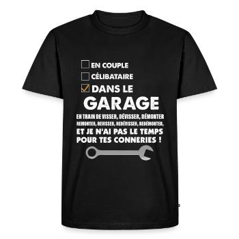 Garage Humour Mécanicien Garagiste - T-shirt Premium bio Homme - noir - Devant - Nico (187cm)