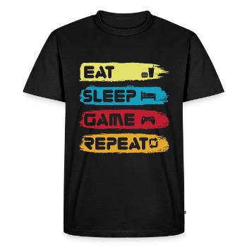 Manger le jeu de sommeil Répéter - T-shirt Premium bio Homme - noir - Devant - Nico (187cm)