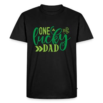 One Lucky Dad - Men's Premium Organic T-Shirt - black - Front - Nico (187cm)
