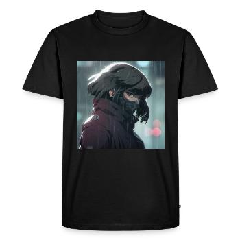 Cybernetic Mystery: Beautiful Anime Girl with a - Men's Premium Organic T-Shirt - black - Front - Nico (187cm)