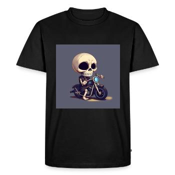 Bone to be Wild: Adorable Skull conduisant une moto - T-shirt Premium bio Homme - noir - Devant - Nico (187cm)