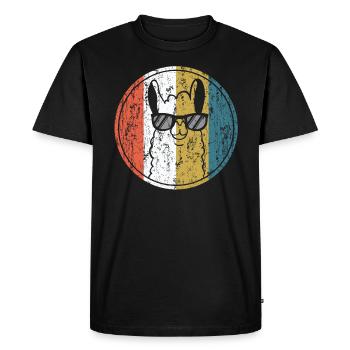 Llama Alpaca avec lunettes de soleil - Vintage Retro - T-shirt Premium bio Homme - noir - Devant - Nico (187cm)