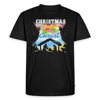 Noël Noël commence avec les anges du Christ - T-shirt Premium bio Homme - noir - Devant - Nico (187cm)