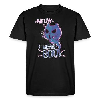 Costume de chat Meow I Mean Boo Carnaval d'Halloween - T-shirt Premium bio Homme - noir - Devant - Nico (187cm)