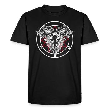 Je vous salue Satan Goat Occult Baphomet 666 Lucifer - T-shirt Premium bio Homme - noir - Devant - Nico (187cm)