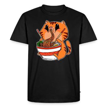 Anime Kawaii Cats Cat Ramen Noodle Soup Manga - Men's Premium Organic T-Shirt - black - Front - Nico (187cm)