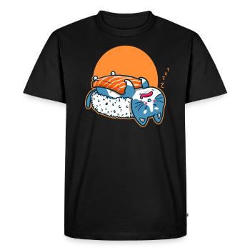 Sushi cat cat anime kawaii cats japan gift - Men's Premium Organic T-Shirt - black - Front - Nico (187cm)