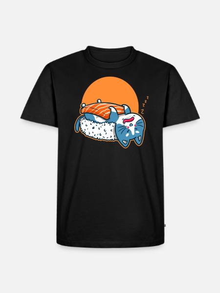 Sushi cat cat anime kawaii cats japan gift - Men's Premium Organic T-Shirt - black