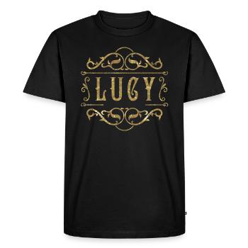 Lucy gold - Men's Premium Organic T-Shirt - black - Front - Nico (187cm)