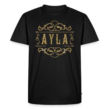 Ayla gold - Men's Premium Organic T-Shirt - black - Front - Nico (187cm)