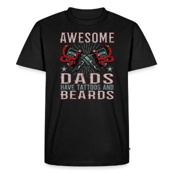 Les papas géniaux ont des tatouages Barbes Père Tatouage Barbe - T-shirt Premium bio Homme - noir - Devant - Nico (187cm)
