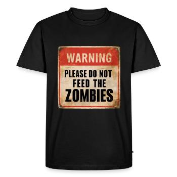 Avertissement Ne nourrissez pas les zombies Signe d’avertissement - T-shirt Premium bio Homme - noir - Devant - Nico (187cm)