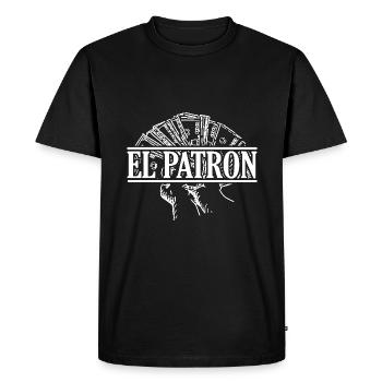 El Patron - Macht und Geld, weiss - Männer Premium Bio T-Shirt - Schwarz - Vorne - Nico (187cm)