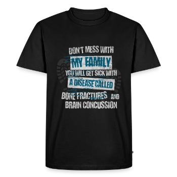 Ne plaisante pas avec ma famille - T-shirt Premium bio Homme - noir - Devant - Nico (187cm)
