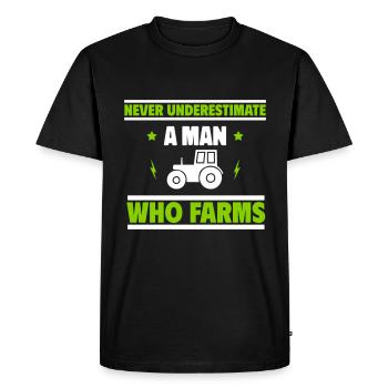 Never underestimate a farmhouse man - Men's Premium Organic T-Shirt - black - Front - Nico (187cm)