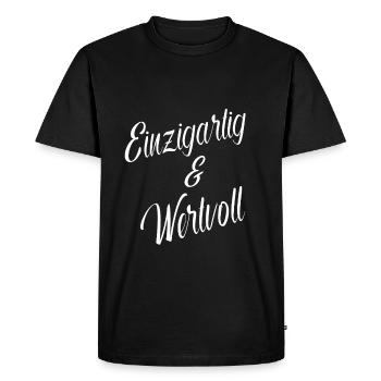 Unique and Valuable Self-Confidence Quote - Men's Premium Organic T-Shirt - black - Front - Nico (187cm)