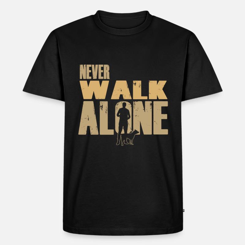 Never walk alone - Hund - Männer Premium Bio T-Shirt - Schwarz