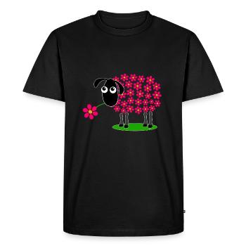 Sheep with flowers bright red instead of wool - gift - Men's Premium Organic T-Shirt - black - Front - Nico (187cm)
