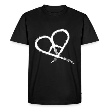 Peace Symbol Hippie coeur paix Liberté Amour - T-shirt Premium bio Homme - noir - Devant - Nico (187cm)