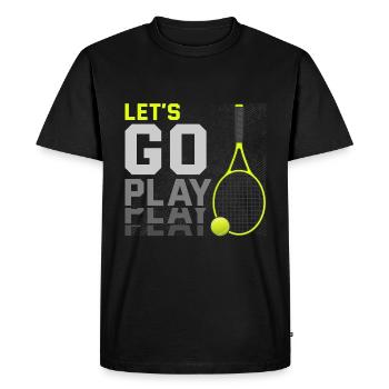 Joueur de tennis, Raquette de tennis, Balle de tennis, Tennis - T-shirt Premium bio Homme - noir - Devant - Nico (187cm)