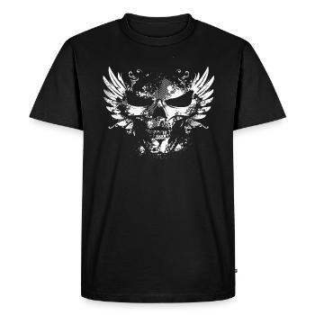 Crâne avec des ailes - T-shirt Premium bio Homme - noir - Devant - Nico (187cm)