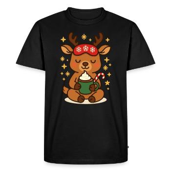 Renne sucré au cacao de Noël - T-shirt Premium bio Homme - noir - Devant - Nico (187cm)