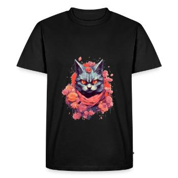 Crazy Cat - Men's Premium Organic T-Shirt - black - Front - Nico (187cm)