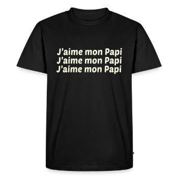 PAPI PAPA GRAND PERE HUMOUR PAPY BLAGUE - T-shirt Premium bio Homme - noir - Devant - Nico (187cm)