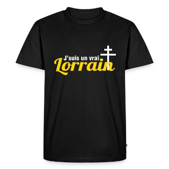 J'suis un vrai lorrain - région lorraine - T-shirt Premium bio Homme - noir - Devant - Nico (187cm)