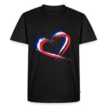 Heart design France flag banner colors holiday - Men's Premium Organic T-Shirt - black - Front - Nico (187cm)