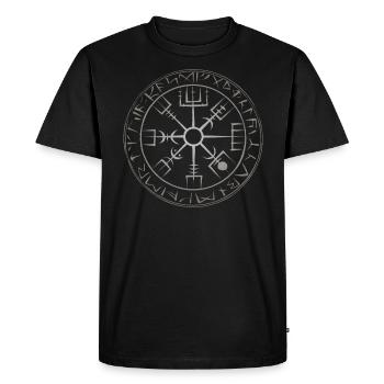 Viking Refuge Rune circle - Men's Premium Organic T-Shirt - black - Front - Nico (187cm)
