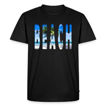 BEACH - Men's Premium Organic T-Shirt - black - Front - Nico (187cm)