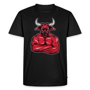 Bodybuilder Taurus Muscles Cadeau de remise en forme - T-shirt Premium bio Homme - noir - Devant - Nico (187cm)